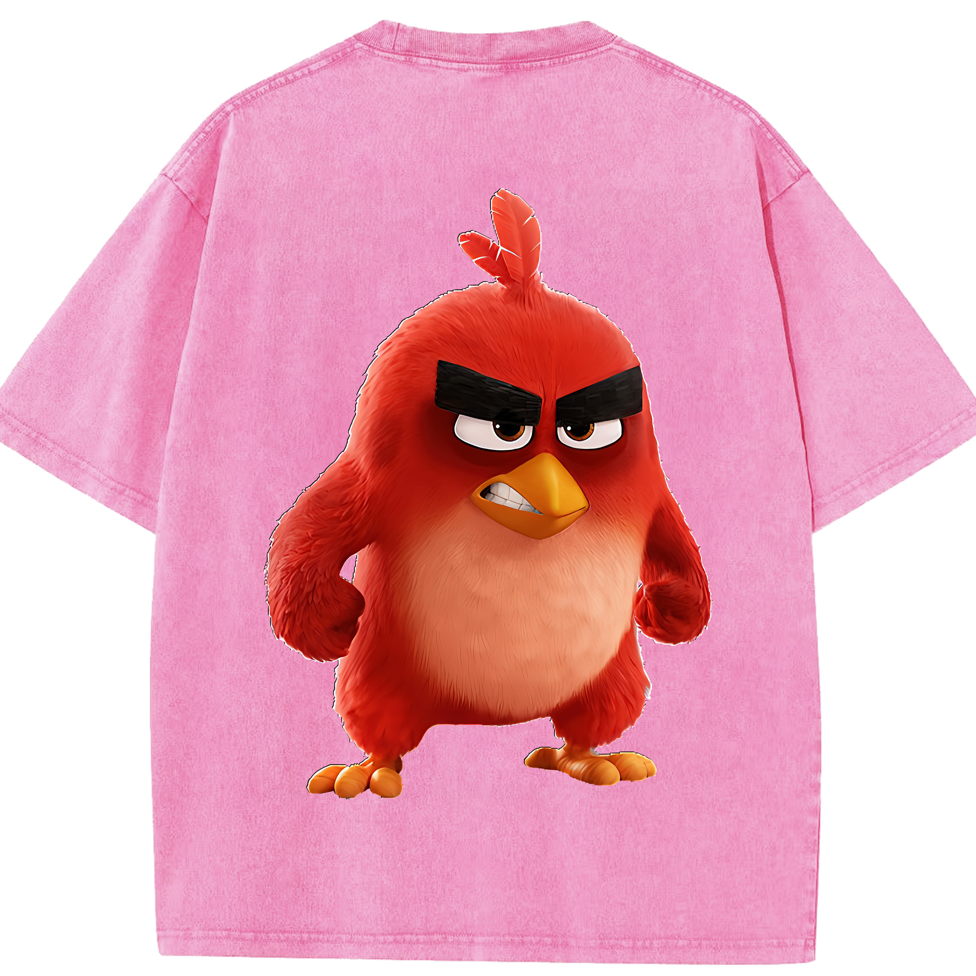 （画像用） Angry Birds アングリーバード 綿100% ヴィンテージ風 半袖Tシャツ（背面プリント）